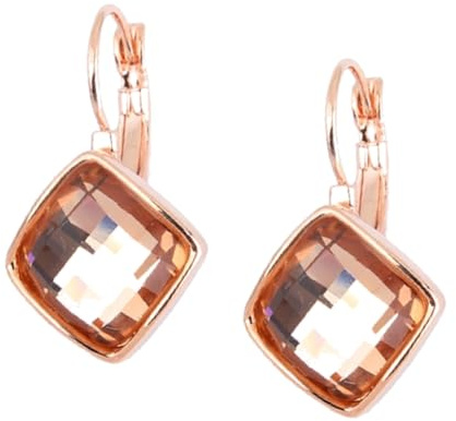 Crystalline Azuria Damen 18ct Rose oder Weiß Vergoldet Rhombus Quadrat mit Kristalle Haken Ohrhänge für Damen und Mädchen