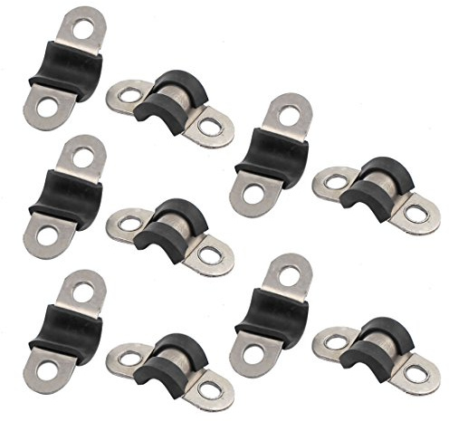 sourcing map 10Stk.6mm Durchmesser Gummi ausgekleidet U-Form Edelstahl Rohrschelle Klemmkabel de