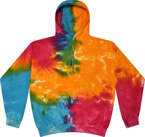 Colortone Unisex regnbåge huvtröja/huvtröja, batikutseende, Neon Rainbow, 3XL