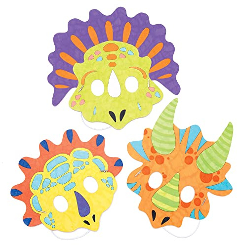 Baker Ross AW581 Dinosaurier-Ausmalmasken, weiß, 8 Stück