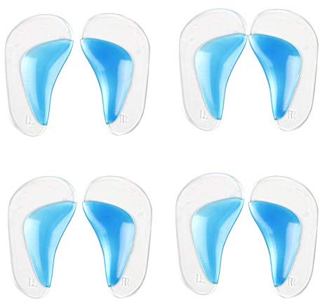 4 Pairs Gel Arch Support Insoles, Silicone Orthopedic Flat Feet Orthotic Arch Support Insoles Plantar Fasciitis Shoe Arch Support Gel High Heel Inserts Cushion Pads for Women Men (Blue)