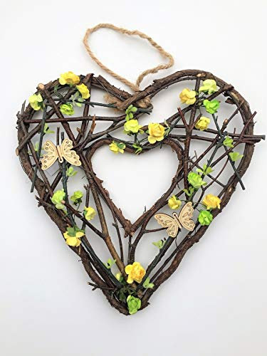 Türhänger Herz mit Blüten und Schmetterlingen, 25 cm