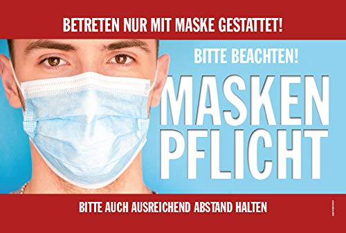 Hinweisschild Maskenpflicht Abstand halten Motiv Mann 30 x 20cm Kunststoff