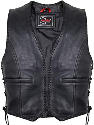 MDM Chaleco de cuero sin cierres, Schwarz, XL