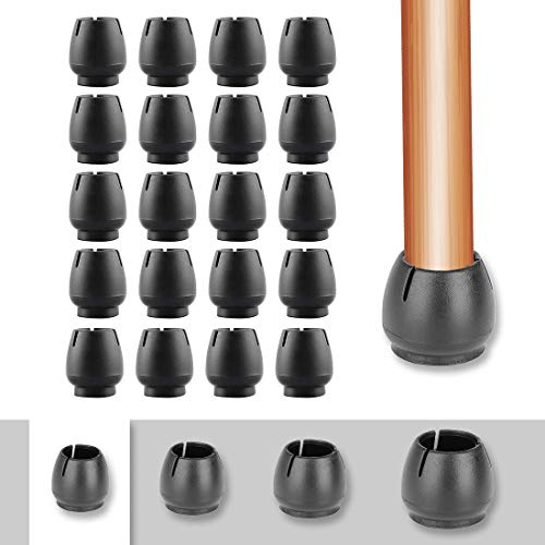 HONGECB 20 Pezzi Rotondo Gamba Della Sedia Caps, Sedia Gamba Tappi Piedi Pastiglie, Piedini Gomma Per Sedie, Sedia Piedini In Gomma Protector Pad Per Pavimenti In Casa Soggiorno Cucina, Nero 12-16mm