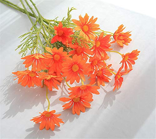 SWECOMZE10 Stücke Künstliche Gänseblümchen, Kunstblumen Plastikblumen Deko, Unechte Blumen für Vase Balkon Herbstdeko Party Büro Hochzeit (Orange)