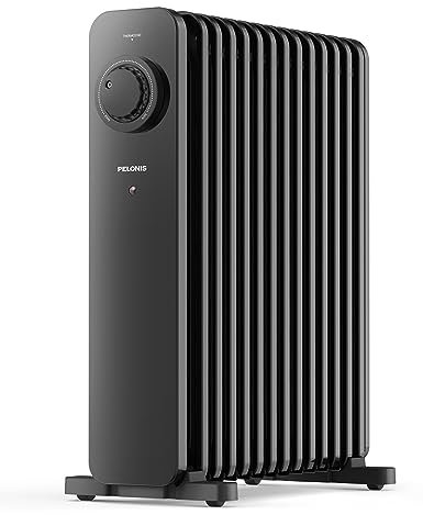PELONIS PHOENIX 13M Oil Filled Radiator 2500W, Silent Space Heater - 13 Fins with Adjustable Thermostat, Black