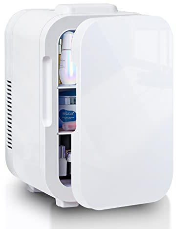 TUKAILAi Portable Mini Fridge 10 Litre, 15 Can AC+DC Power Cooler & Warmer for Bedroom, Cars, Offices; Holiday, Cosmetics, Skincare, Food,Drinks White