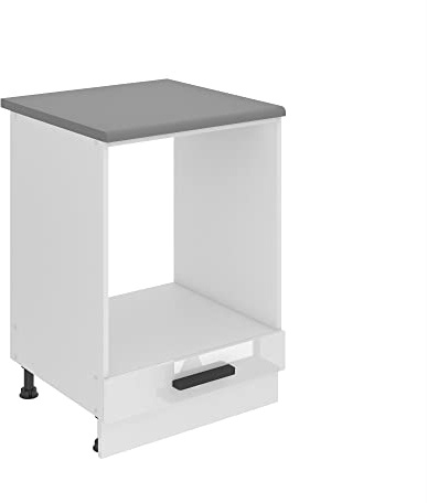 Belini Unterschrank Küche, Küchenunterschrank 60 cm Breite. SDP Küchenunterschrank mit Arbeitsplatte. Küchenschrank ohne Tür, mit Schubladen, Weiß Hochglanz