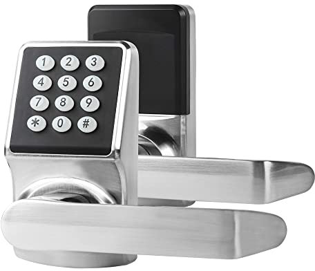 Cielsa Dawn Electronic Door Lock with Door Handle,Keypad Door Lock with Handle,Smart Locks for Front Door Keyless Entry Digital Knob with Code-Fob-Key(Brushed Nickel,1pack)