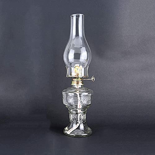 BOSUGE, Klassische Öllampe im antiken Stil, Klarglas-Petroleumlampe, Höhe – 12,6 Zoll, kommt mit 1 Rolle mit 3,3-Fuß-Baumwolllampendocht, Vintage-Öllaterne/Schornstein (Color : Oil Lamp)