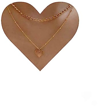 Cimenexe Böhmischen Geschichteten Herz Anhänger Halskette Liebe Herz Choker Halskette Gold Station Perle Halskette Kubanischen Kandare Link Kette Halskette Schmuck Für Frauen Und Mädchen Geschenke