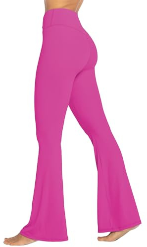 Sunzel Flare Leggings, Crossover Yoga Pants with Tummy Control, High Waisted and Wide Leg, No Front Seam Hot Pink X-Large 30 Inseam