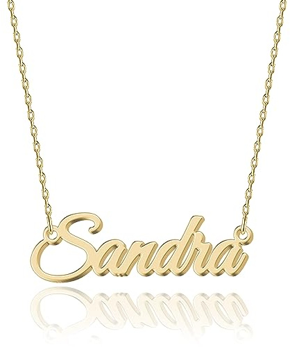 UMAGICBOX Personalisierte Namenskette | 14 Schriftarten zur Auswahl | Anpassbarer Anhänger aus 18K vergoldetem Edelstahl und Sterling Silber | Unvergessliches Geschenk für Sie