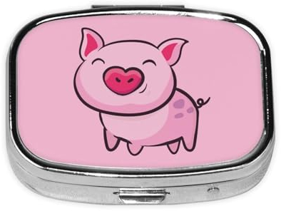 OPSREY Smile Pink Pig bedruckte quadratische Pillendose Tragbare Pillendose Medizin Organizer Mini Pillendose