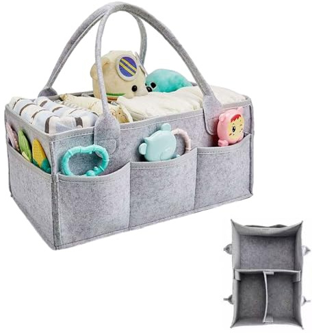Comioke Organizador Pañales,Cesta Organizadora Bebe, Pañales Bolso Para Bebés, Correas para Pasear en Carrito Bebe, para Cambiar Toallitas Juguetes para la Ducha del Recién Nacido