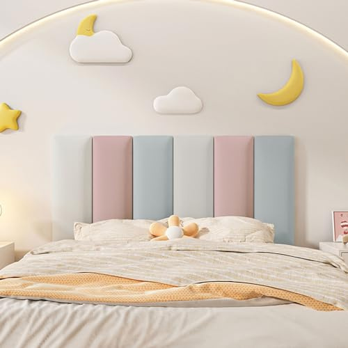 Koncey Upholstered/Padded Wall Panels, Anti Collision Wall Padding, Soft Wall Padding for Kids Bedroom Autism, Wall Panels Self-adhesive Rectangular (Color : E, Size : 150cm)