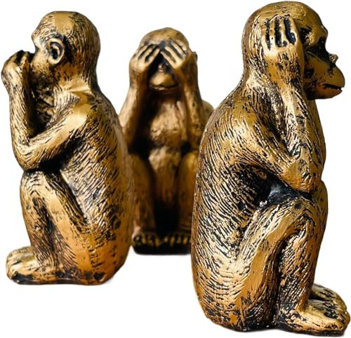 CDXHOME Lot de 3 Statues de singes de la Sagesse – N'entendez Pas Le Mal, ne voyez Pas Le Mal, ne Parlez Pas du Mal – Figurines décoratives en résine pour la Maison et Le Bureau