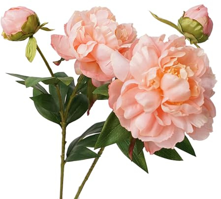 Künstliche Pfingstrosen, Vintage-Seidenblumen, Pfingstrosen mit Stielen für Hochzeitsdekoration, Brautstrauß, Arrangement, 4 Stück (dunkelrosa)