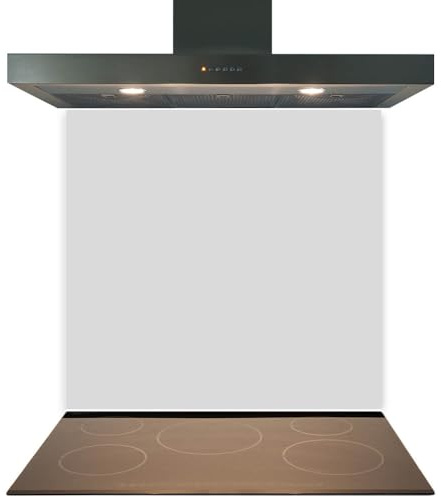 Grey Glass Kitchen Splashback 60x65cm – 6mm Toughened Heat-Resistant Glass, Polished Edges, Easy-Clean Hob & Cooker Splashback