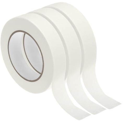 PATIKIL 20m x 1,9cm Krepppapier Klebeband Weiß, 3 Rollen Universal Maler Kreppband Selbstklebend Malerkrepp Abklebeband für Malerarbeiten Dekoration zum Streichen Lackieren Renovieren