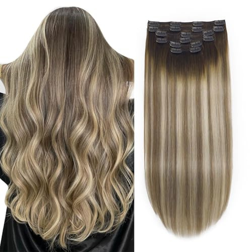 XDhair Balayage Clip in Extensions Echthaar 45cm 120g Echthaar