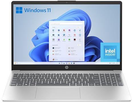 HP 15-fd0187ns - Ordenador portátil de 15.6 FHD (Intel N100, 8GB RAM, 256GB SSD, Intel UHD, Windows 11) Plata - Teclado QWERTY Español