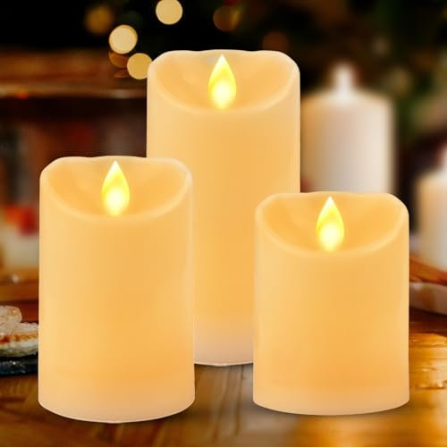 Jognee LED Kerzen 3er Set - 10/12.5/15 cm Wasserdichte Flammenlose Batterie Dekorative Kerze - Flackernde Flamme, Elektrische, Outdoor Groß, Adventskerzen, Teelichter