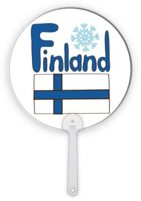 N/no Bandiera Nazionale Finlandia Modello Blu Plastica Rotondo Palmare Fan Decorazioni Artigianato
