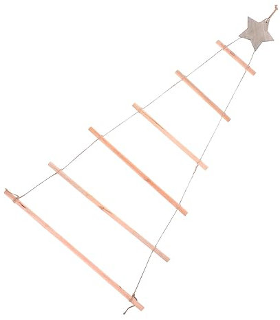 HOMOCONO Hängender Weihnachtsbaum Aus Holz Baumleiter Mit Schnur Astaufhängung Für Weihnachtsdekoration Wandaufhänger Für Tannenzapfen Und Beeren Hängendes Eckregal Für Weihnachtspuppen