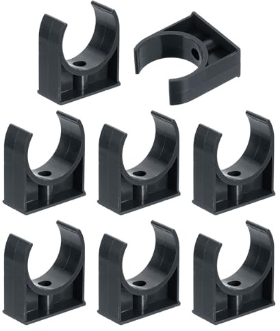 sourcing map Lot de 8 colliers de serrage en PVC pour tuyaux d'eau en forme de U, support de tube d'irrigation pour plateaux TV, supports de tuyau, support de tuyau, tube de support de tuyau, noir