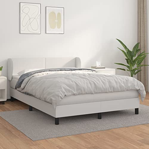 Iiaky Boxspringbett mit Matratze Boxspringbett Bett Mit Matratze Betten Box Spring Bett Betten Mit Matratze Weiß 140x200 cm Kunstleder // 3127194