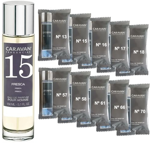 CARAVAN FRAGANCIAS Profumo Uomo Nº15 da 150 ml + Set di 10 flaconi di fragranze maschili diversi da Caravan per svelare nuovi aromi