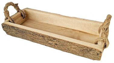 Schmucks HOME Dekotablett, 1x Dekoschale länglich mit Henkel Holztablett 41x17x7 cm Holz Deko Tablett