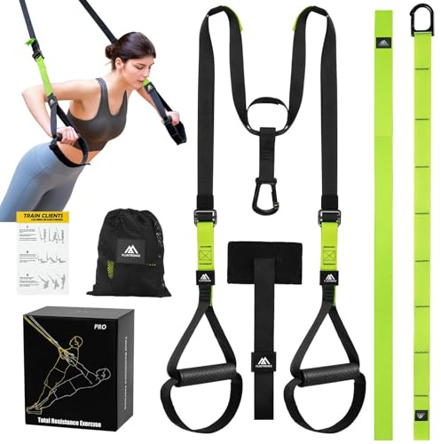 Flintronic Schlingentrainer, Sling Trainer Set für EIN Ganzkörpertraining, Schlingentrainer für Zuhause, Grün