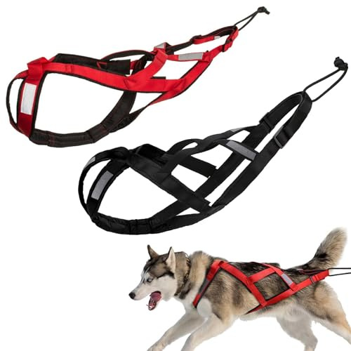 Hundegeschirr zum Ziehen, X-Rücken Mushing, Husky-Geschirr für Hunde, Schlittenübung, Haustier-Gewichts-Ziehen, Schlittengeschirr, Fahrradfahren, Skijoring, große laufende Hunde