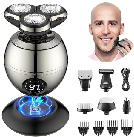 iWarmbase Electric Razor for Men, Professional 5-in-1 Men's Electric Shaver Kit, Wet/Dry Shaver for Men, 3D Floating Heads, Wireless or USB-C Fast Charge