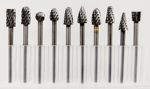 10-tlg HM Hartmetall Frässtifte Set für Metall, Holz, Kunststoff Ø3mm Schaft Dremel
