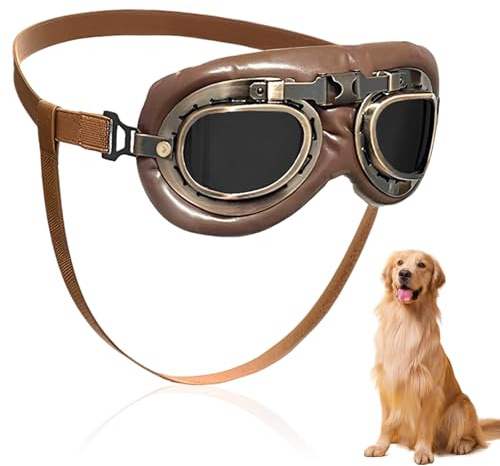 HORREX Protezione UV Cane Occhiali Moto, Regolabili Sunglasses Cani Accessori, Antivento Occhiali per Cani, Cane di Taglia Media e Grande Sunglasses da Sole per L'uso Quotidiano Performance