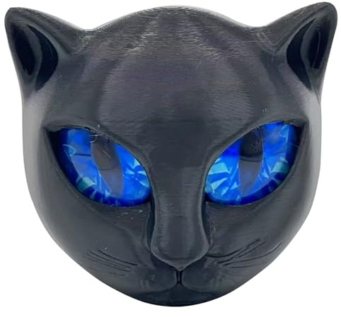 Generico Statua Del Gatto Nero Lusso | Scultura Della Testa Del Gatto Nero In Resina | Ornamento Scultura In Cristallos Intagliato A Mano | Elegant Art Kitten Mustesake Sculpture Da Collezione