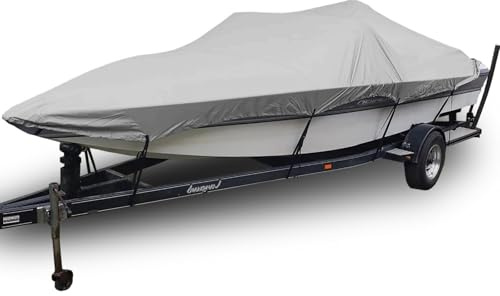 Copertura per Barca Impermeabile, Telo Copri Barche in Tessuto Oxford 420D Antipolvere Resistente ai Raggi UV, per Scafo A V, Tri-Scafo, Barca da Sci da Pesc,Grigio,20'~22'×100