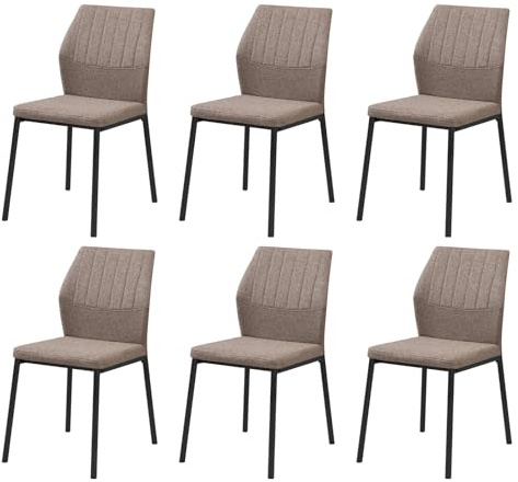 JoyyeSpace Esszimmerstühle 6er Set, Küchenstuhl, Polsterstuhl Stühle, Esszimmer Sitzfläche aus Polyester, für Esszimmer, Wohnzimmer, Schlafzimmer, Braun