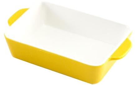 ERINGOGO Teglia in Rettangolare per Forno e Utensile da Cottura in Terracotta Gialla Resistente ad Temperature e Facile da Pulire