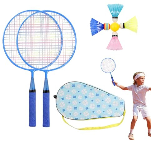 Jeu De Raquettes Et Volants De Badminton - Volants de Badminton de Remplacement avec Sac,Équipement Sportif Complet Léger Extérieur pour Garçons Filles