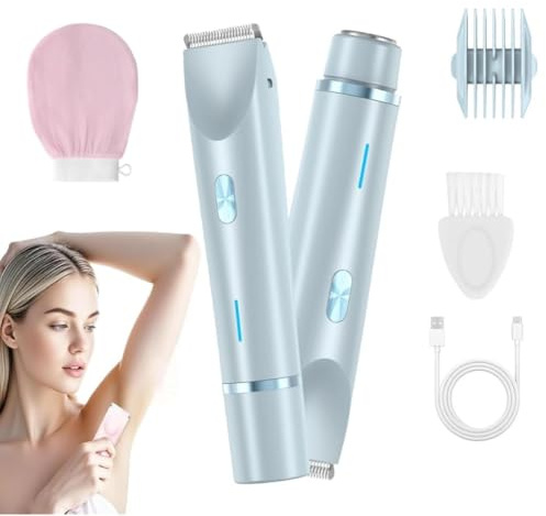 Rasoir Klyne Femme,Klyne Tondeuse Femme,Klyne Tondeuse 2 en 1 Femmes,Rasoir Klyne Femmes Electrique Maillot,Kyne Zone Sensible,Rasoirs Klyne Epilateu,Pour Bikini,Jambes (Bleu)