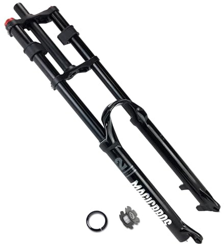 DHNCBGFZ Mountainbike-Federgabel 26/27,5/29 Zoll MTB-Luftgabel 1-1/8 Gerade Doppelkronengabel Federweg 160 Mm DH Manuelle Verriegelung QR 9 Mm(Black,27.5in)