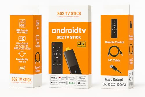 edgivet S02 TV Stick Android, 4K Ultra HD, Control Remoto, 2 de ram-16 Flash Mejorado ...No es Compatible con la App de Tedi Telecable.Video