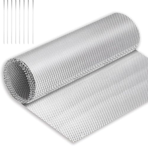 JUXINE Embossiertes Aluminium Hitzeschild, 100 cm x 40 cm Auspuff Hitzeschutz für Schalldämpfer & Abgasanlagen – Inkl. 8 Edelstahl-Kabelbinder & Flexibles Design für Einfache Montage