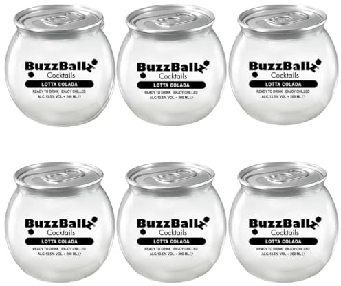 BuzzBallz Mix Set 13,5% vol. – 6 x 200 ml Cocktails – Pina Colada – Fertige Cocktails mit Alkohol – Ready to Drink - Geschenkset von Plug'N'Pour inkl. Sticker – [Enthält Sulfite]