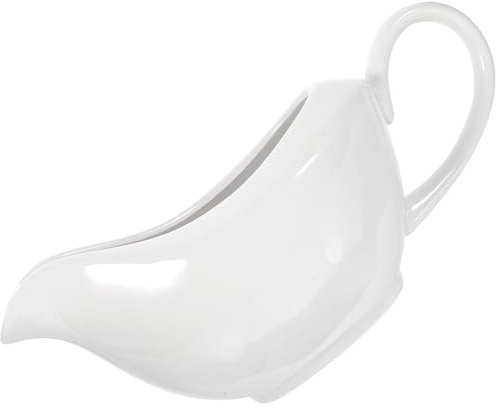 RUNROTOO Salsiera in Ceramica Bianca 400ml per Casa e Ristorazione, Contenitore per Salse e Yogurt, Design Elegante Bordo Dorato